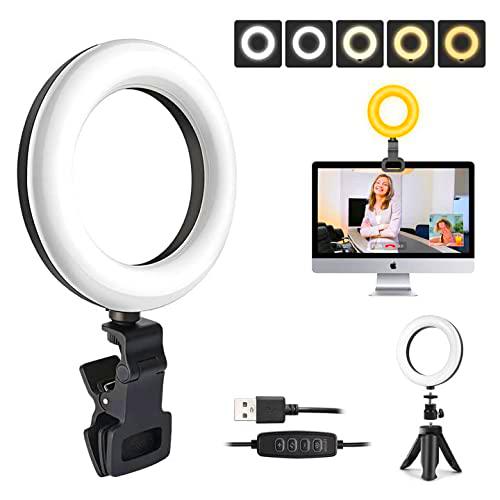 KEPEAK Ring Light, 5" Aro de Luz con Trípode y Clip