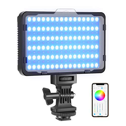 Neewer RGB Luz de Video con Control de Aplicación Luz LED de Cámara con 360º a Todo Color CRI95+ Ajustable de 3200K-5600K 9 Escenas de Luz para Iluminación Youtube Fotos (Batería No Incluida) RGB176