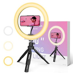 Anillo de luz LED, 10" Anillo de luz RealPlus con Trípode para Teléfono