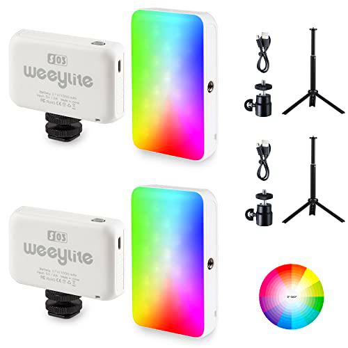 Luz de video RGB con trípode Panel de luz de cámara LED portátil 360 º Luz de cámara LED a todo color Control de aplicación CRI95+ Regulable 2800-6800K para fotografía