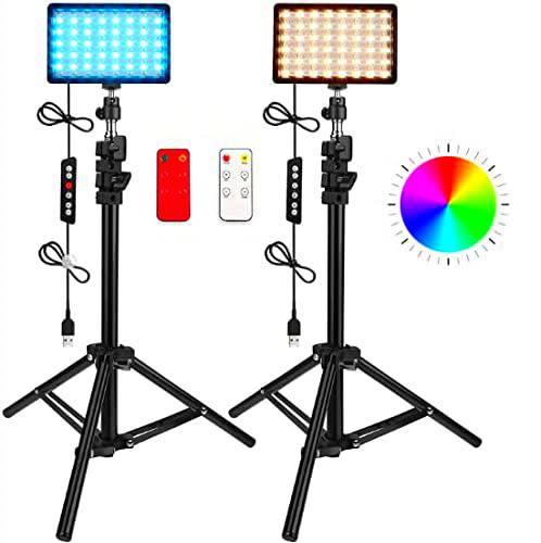 mua&amp;mua 2 luces de vídeo LED RGB, USB Studio Lighting con mando a distancia