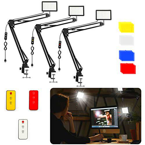 3 Paquetes 70 Video LED Luces con Soporte de Trípode Ajustable/Filtros de Color