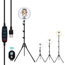Anillo de Luz para Selfie de 13,2" con Trípode y Soporte para Móvil para Transmisión en Vivo/Maquillaje