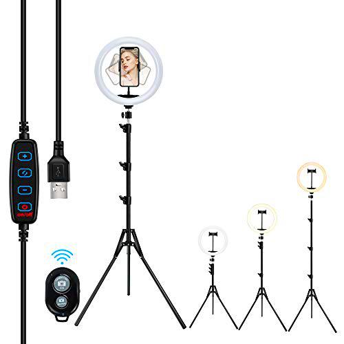 Anillo de Luz para Selfie de 13,2" con Trípode y Soporte para Móvil para Transmisión en Vivo/Maquillaje