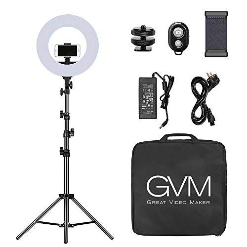 GVM LED Ringleuchte mit stativ, 14" Dimmbar 3200K-5600K LED Ringlicht mit Bluetooth Steuerung led Selfie ringlihct Videolicht für Make up Fotografie Entview