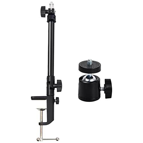 Pinsheng Soporte de Luz de Mesa Anillo de luz Montaje en Mesa Trípode de Mesa Ajustable de 30-59 cm con Tornillos de 1/4" y Cabeza de Bola de 360 ​​º para Transmisión en Vivo de Cámara de Luz