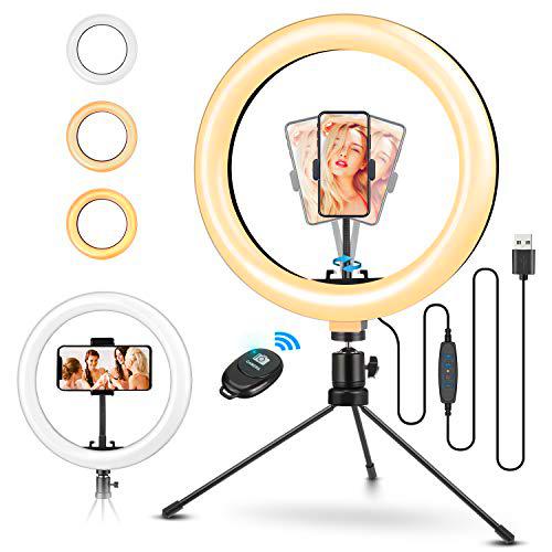 Aro de Luz Trípode Fotografía, 10.2" Anillo de Luz Selfie con Control Remoto 120 LED 3 Modos 11 Niveles de Luz para TikTok Youtube Instagram Vlog Vídeo Maquillaje Enseñanza para iOS Android
