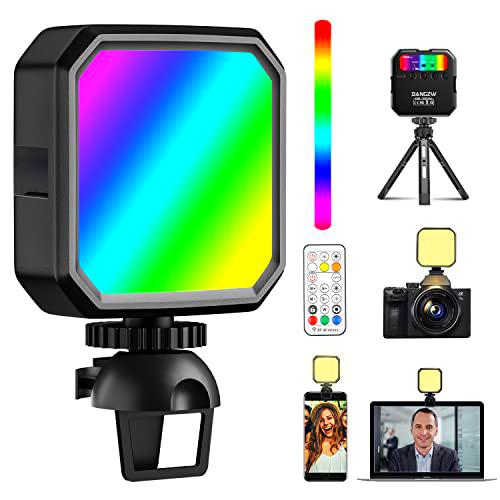 DANGZW Luz de Video LED RGB, Luz de Relleno Fotografía Portátil y Luz de Cámara Compacta Regulable 3000K-7000K