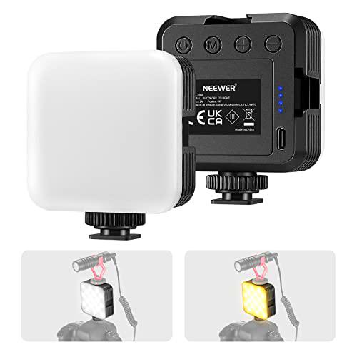 NEEWER Luz de Video LED Portátil Bicolor 3200K~5600K Luces Suaves de Cámara Regulables con 3 Zapatos Fríos CRI 97+ 8 Modos de Escena Batería Recargable de 2000mAh para Youtube/Vlog/Fotografía NL-36AI