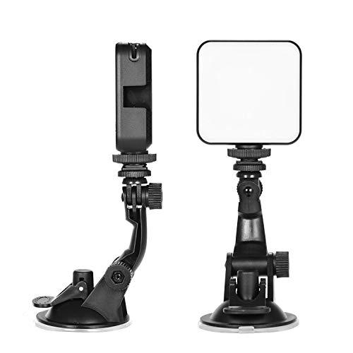 Camnoon W64 Kit de iluminación para videoconferencia con 6W Mini Bicolor Vlog LED Light 2500K-6500K Regulable Recargable 3 Cold Shoes + Soporte de Ventosa para Laptop Live Streaming Reunión en línea
