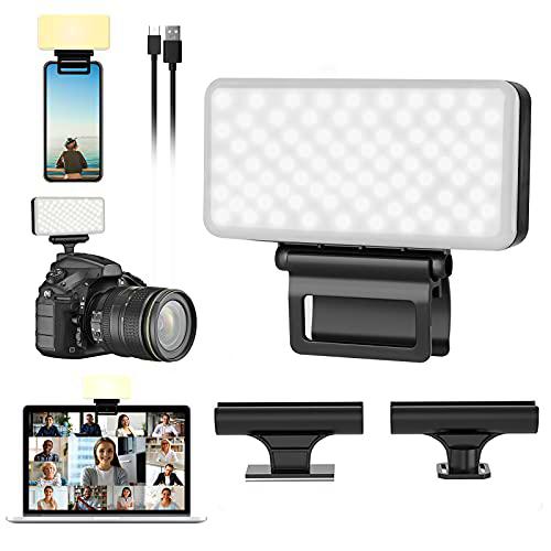 Luz de Videoconferencia LED, Iluminació de Videoconferencia 2600/6000K con 3 Tipos de Clips