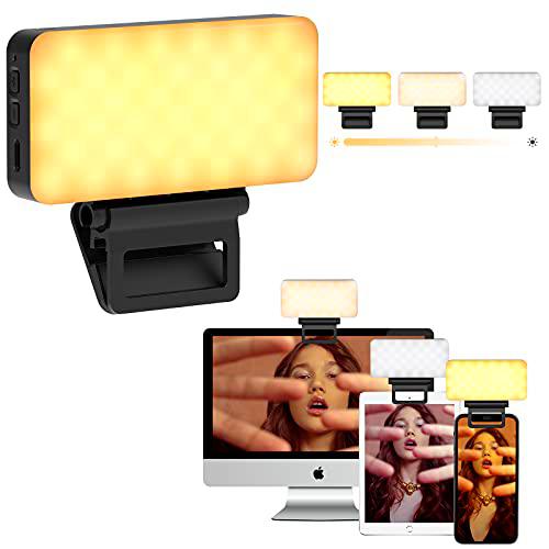 Iluminación de videoconferencia con clip, luz para ordenador portátil con batería integrada de 3500 mAh