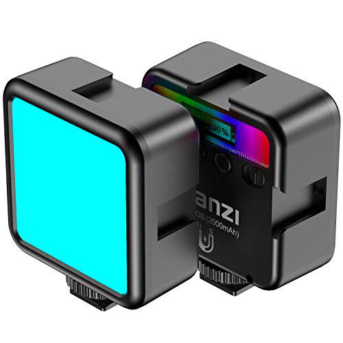 RGB Led Video Light Mini Cámara Vlog Luz Portátil 2000 mAh Recargable LED en la Cámara Luz para Fotografía Videocámara Tiro Bi Color 2500-9000K CRI95+