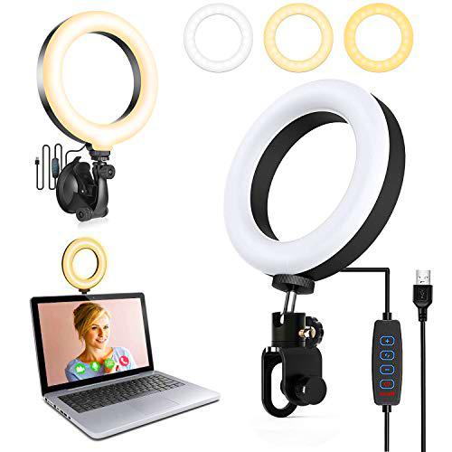YOUKK 4,7" LED luz Anillo con Clip,3000-6500K Lámparas Regulables