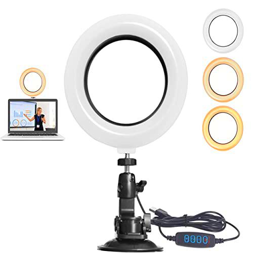 HAPPY FINDING Anillo de luz LED de 6,3 pulgadas, luz selfie con 3 colores