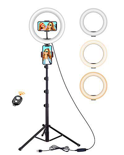 10" Aro de Luz, Aro de Luz con Tripode, Aro de Luz para Movil TIK Tok Anillo de Luz con Control Remoto para Maquillaje
