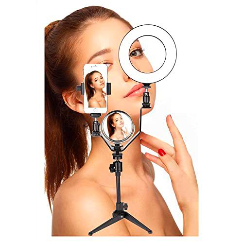 BNTTEAM LED Ringlight Portable Plegable 10''/12" Maquillaje RingLight Trípode Soporte para Youtube Video