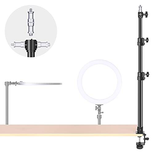 Neewer Soporte de Luz de Mesa con Clip con Adaptador de 1/4" a 3/8" para Anillo de Luz y Luz LED Ajustable de 49,5 a 115,5cm para Transmisión en Vivo Zoom Video Youtube Fotografía Carga hasta 5kg