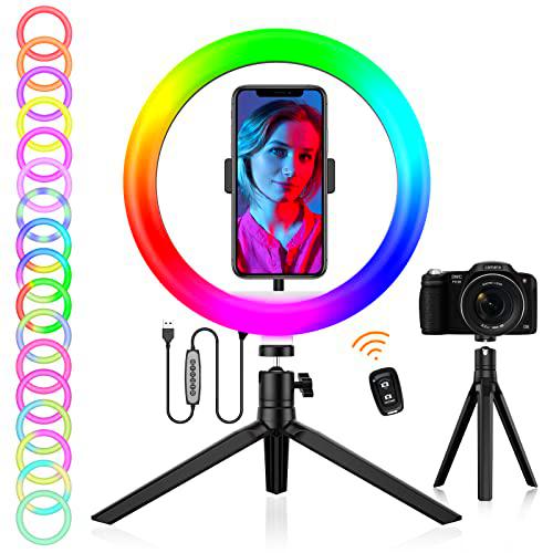 Anillo de luz RGB de 10" con Soporte y Soporte para teléfono