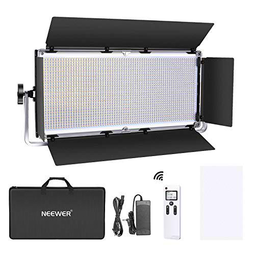 Neewer Avanzado Luz Video LED 2,4G 1904 Panel LED Bicolor Regulable con Pantalla LCD Barndoor y Soporte en U y Control Remoto Inalámbrico 2,4G para Fotografía de Producto Vertical Grabación de Video