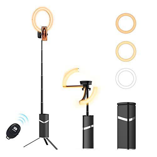 Aro de Luz con Trípode Plegable, 10" Ring Light con Control Remoto