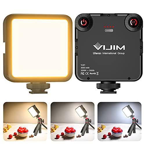 VIJIM VL81 - Luz LED de vídeo en cámara, 3200K-5600K bicolor regulable