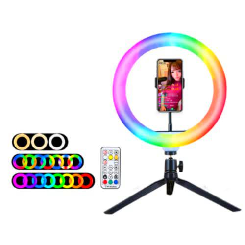 Anillo de Luz 10" con Trípode, Aro de Luz con 26 Colores