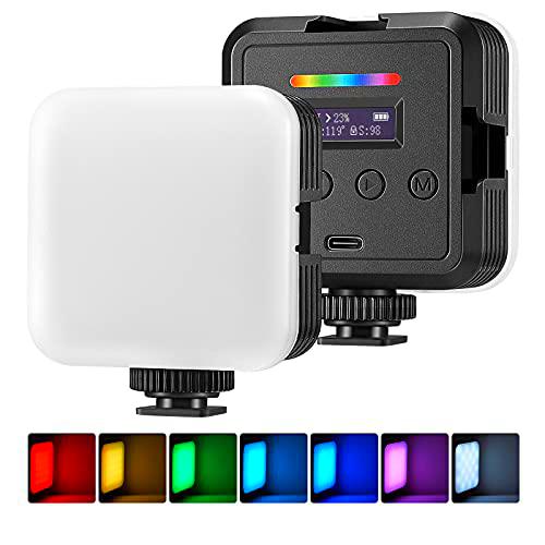 Neewer RGB Led Video Luz, RGB61 Luz Cámara a Todo Color de 360 º con 3 Zapatas Frías y Difusor