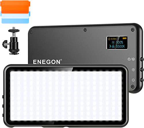 ENEGON 4000mAh Recargable Luz de Vídeo LED Bicolor Montable con Mini Panel para Cámaras DSLR Profesionales | Iluminación de Vídeo Foto | Se Adapta a iPhone