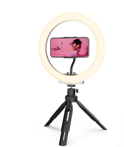 RealPlus Aro de Luz con Trípode, 10" Anillo de Luz para Movil