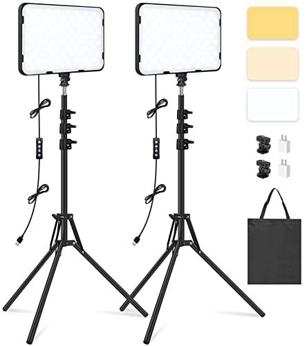 2 Paquete Luz Fotografia LED de Vídeo con 63'' Trípode
