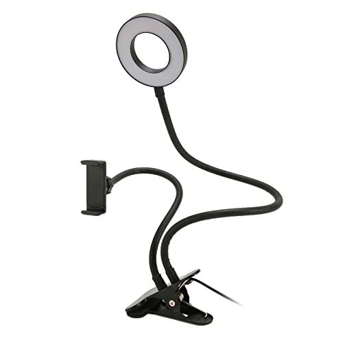 Selfie Ring Light, 10 Niveles de Brillo LED Cámara Ring Light 5000K Maquillaje con 24 Chips de Lámpara (Negro)