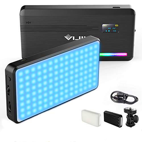 VIJIM VL196 RGB LED Luz de video, Luz de cámara portátil regulable 2500K-9000K con 20 modos de efecto de luz a todo color