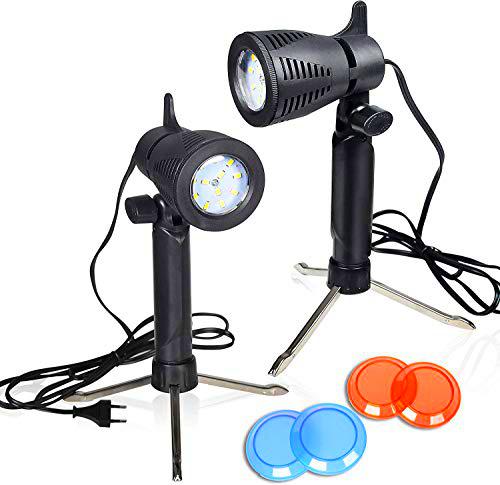 EMART 2-Pack Foco Fotografia, Kit de Iluminación para Fotografíacon 4 Filtros de Color para Estudio