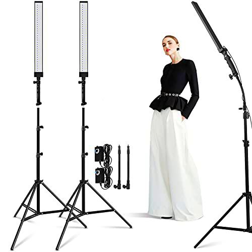 Foccalli - Kit de iluminación de estudio de fotografía regulable con tela de 4 colores y trípode de soporte de luz ajustable de 2 m para retratos de grabación de vídeo de YouTube (paquete de 2)