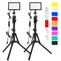 2 Paquete de 70 LED Luz de vídeo con 61.42'' Soporte para trípode/Filtros de Color
