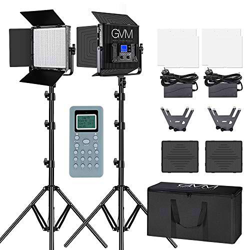 Luz de Video LED GVM 672S, Luz de Video LED CRI97 con trípode 2000lux/0.5M 3200K-5600K ILUMINACIÓN DE Video DE LED STUDIOLICHT para Youtube Youtube Studio Fotografía Foto Luz LED Camera LED
