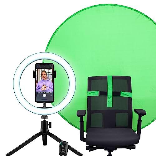 Trust Maku+ Aro de Luz 10" con Green Screen, Fondo Fotográfico Verde