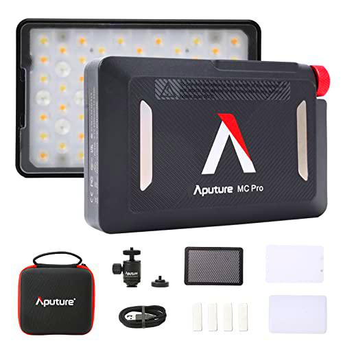 Aputure MC Pro RGBWW Luz LED Portátil de Bolsillo,Mini Luz de Estudio de Color con Modos de Iluminación HSI/CCT/FX,Regulable 2000K-10000K,Iluminación de Carga inalámbrica/USB Tipo-C PD.