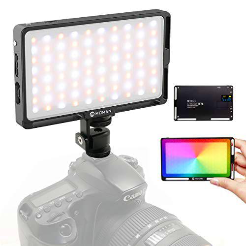 Moman Luz LED Cámara, luz de vídeo, RGB Iluminación Continua Fotografía Bicolor 2500K-8500K Ajustable CRI 96+/TLCI 98+ Type-C para Cámara Reflex DSLR Smartphone Sony Nikon Canon ML9