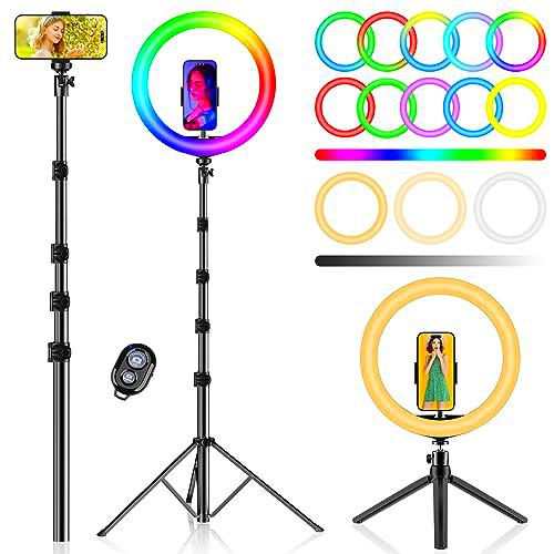 PEYOU 12" Aro de Luz con Trípode, Altura Total 186cm