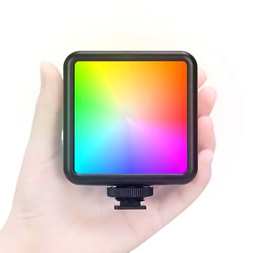 TARION RGB Luz de vídeo para cámara: Iluminación LED Vlog Regulable a Todo Color 2500-7000K Luz Brillante en la cámara 1800mAh Recargable con 3 Luces de Zapata fría para fotografía Cámara DSLR RPL-01