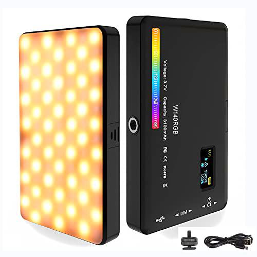 SRIKEKL Luz de video RGB, panel de luz LED portátil de 360º a todo color CRI95+ regulable 2500K-9000K