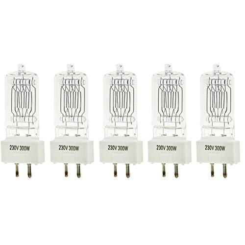 5 x 300W Bombilla Halógena para Fresnel de Tungsteno Luz Continua Video GY9.5