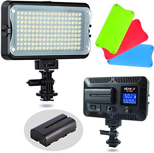 VILTROX VL-162T CRI95 + Dimmable 3300K-5600K Bicolor Luz Video LED Cámara Estudio Iluminación para DSLR y videocámara con batería y Cargador