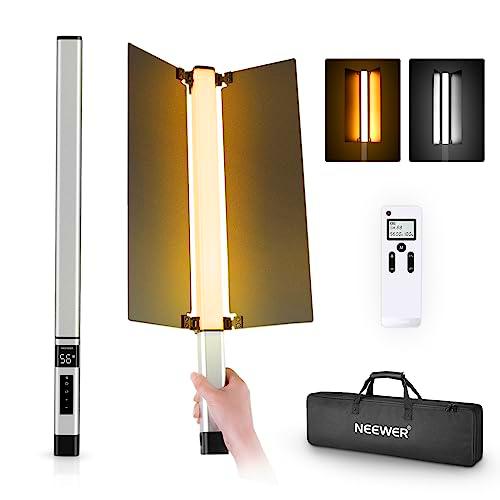 NEEWER CL124 Pro LED Video Palo de Luz, Fotografía de Varita de Luz Bicolor con Batería Mejorada de 7,4V 3200mAh Metal Puerta de Granero 2,4G Pantalla LCD Remota