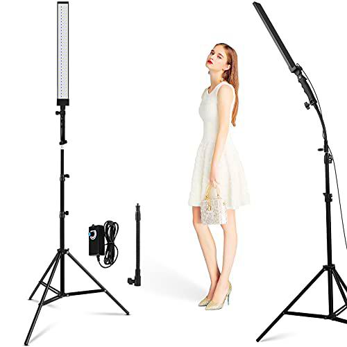 Foccalli - Luz LED de vídeo, regulable, kit de iluminación de estudio de fotografía con tela de 4 colores y trípode ajustable de 2 m para retratos de video de YouTube (1 unidad)