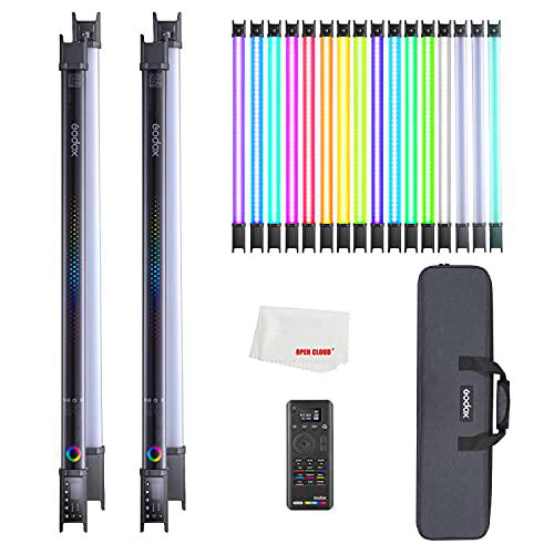 Godox TL60-K2 RGB Tube Light Kit,CRI 96 TLCI 98,Color Temper 2700K~6500K,100% Brightness (Lux),39 FX Effects,2.4G Wireless,Support App Control/DMX Control (Double Lamp Kit)