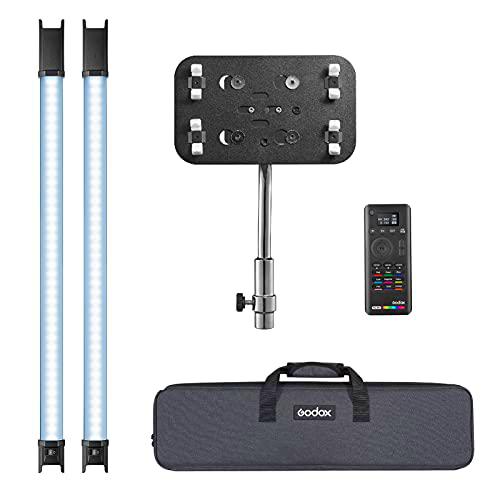 GODOX TL60 Full-Color RGB Tube Light 2500K-6500K CRI 96 TLCL 98 Color preciso 39 Efectos de luz Batería integrada Soporta botones integrados/APP/Mando a distancia + GODOX TLB-02 Soporte