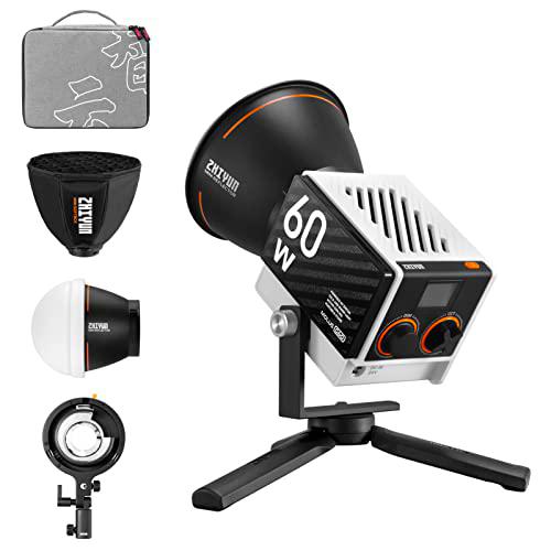 Zhiyun Molus G60 Combo LED Video Iluminación Continua Regulable 2700K-6500K CRI96 + TLCI 97+ Luz de fotografía de Estudio Soporta Control de Aplicaciones con Adaptador de Montaje Bowens